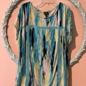 Worthington Woman Black and Teal Blouse